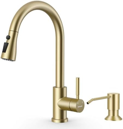 WEWE Single Handle High Arc Brushed Nickel Pull Out Kitchen Faucet,Single Level Stainless Steel Kitchen Sink Faucets with Pull Down Sprayer,Suitable for Laundry Rv Bar|B01H3OMH7Y