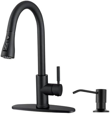 WEWE Single Handle High Arc Brushed Nickel Pull Out Kitchen Faucet,Single Level Stainless Steel Kitchen Sink Faucets with Pull Down Sprayer,Suitable for Laundry Rv Bar|B01H3OMH7Y