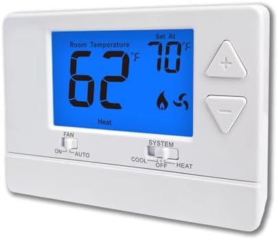 NonProgrammable Thermostat for Home, Digital Energy-Saving Thermostat,Single-Stage Systems, 1 Heat/1 Cool, Easy DIY Install,White Backlight|B0DNDS8PKF
