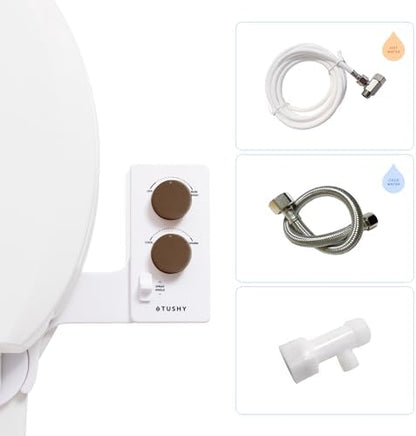 TUSHY Classic 3.0 Bidet Toilet Seat Attachment - a Non-Electric Self Cleaning Water Sprayer with Adjustable Water Pressure Nozzle, Angle Control & Easy Home Installation (Brushed Nickel)|B08VS11Z1N