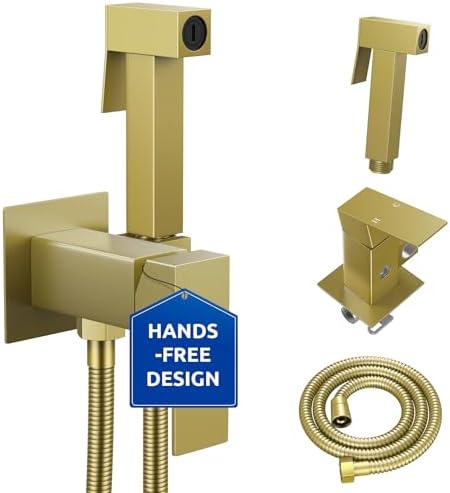 Arofa Handheld Bidet Sprayer, Bidet Attachment for Toilet, Brushed Nickel | Adjustabel Water Flow, Leak-Free Hose, 7/8" T-valve, Fits Two-Piece Toilet, Feminine/Baby Wash, Easy Install, Stainless Steel|B086W1YZSH