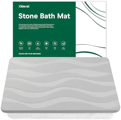 XMarrat Extra Large Stone Bath Mat, Diatomaceous Earth Mat, 31.5"x19.7" | Super Absorbent, Modern Quick Drying Diatomite Bathmats, Non-Slip Base, Easy Clean for Shower Floor & Bathroom (Dark Gray)|B0D1FYVVDD