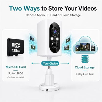 2K Security Cameras Wireless Outdoor, 355° Pan Rotate, Battery Powered, Color Night Vision WiFi Cameras, AI Motion Detection, Cloud/SD Storage, IP65, Alert & Alarm, Cameras for Home Security, 2 Pack | Motion Detect& Record& Alert, SD/Cloud Storage, Color Night Vision, 2-Way Talk, 2.4G WiFi, IP65 Waterproof, Indoor& Outdoor|B0H36KRKPH