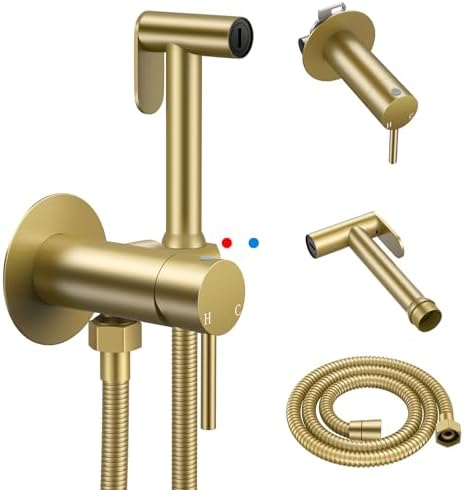 Arofa Handheld Bidet Sprayer, Bidet Attachment for Toilet, Brushed Nickel | Adjustabel Water Flow, Leak-Free Hose, 7/8" T-valve, Fits Two-Piece Toilet, Feminine/Baby Wash, Easy Install, Stainless Steel|B086W1YZSH