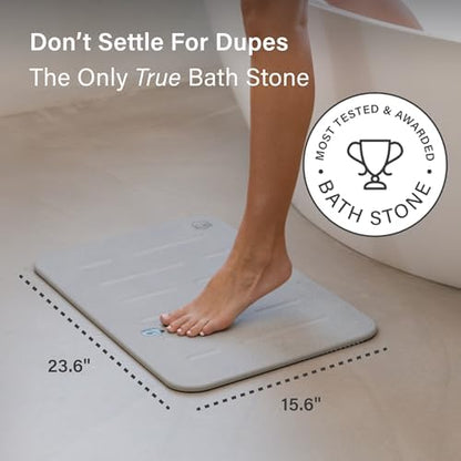 Dorai Home Stone Bath Mat - Premium Diatomaceous Earth Bath Floor Mats with Non-Slip Base, Fast-Drying Modern Shower Mat for Bathroom | Rain Ash - 23.6"x15.4"|B0GHY48T7V