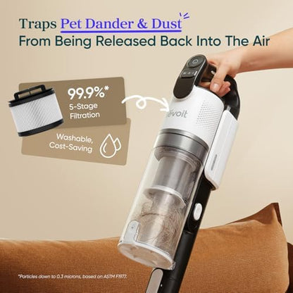 Levoit Cordless Vacuum Cleaner, Anti-Tangle for Pet Hair, Up to 50 Minutes | Powerful Suction, Lightweight, Rechargeable, Versatile for Carpets & Hard Floors, 180° Lay-Flat Design, LVAC-200|B0CB6B2JWG