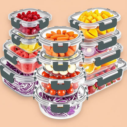 VERONES 12 Packs Glass Food Storage Containers Set, Airtight Glass Lunch Containers, Glass Meal Prep Containers with Lids,Exclusive of BPA, for Microwave, Oven, Freezer & Dishwasher Friendly,Grey|B0BZS66X6R