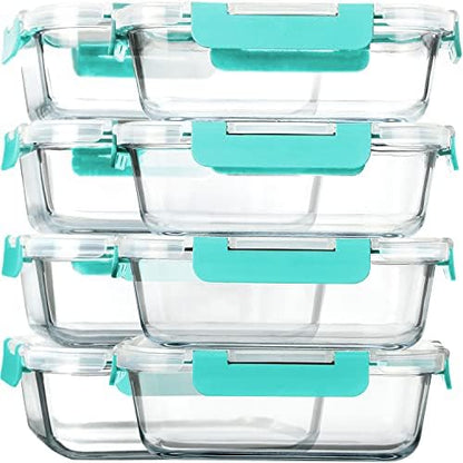M MCIRCO [8-Pack,30 oz] Glass Meal Prep Containers,Glass Food Storage Containers,Airtight lunch Containers with Lids, Microwave, Oven, Freezer and Dishwasher|B07Q498XSZ