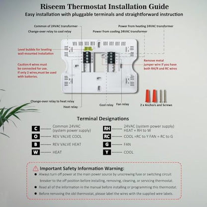 NonProgrammable Thermostat for Home, Digital Energy-Saving Thermostat,Single-Stage Systems, 1 Heat/1 Cool, Easy DIY Install,White Backlight|B0DNDS8PKF