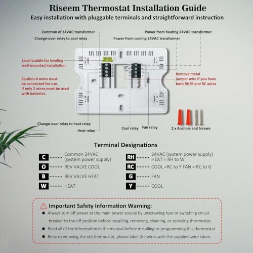 NonProgrammable Thermostat for Home, Digital Energy-Saving Thermostat,Single-Stage Systems, 1 Heat/1 Cool, Easy DIY Install,White Backlight|B0DNDS8PKF