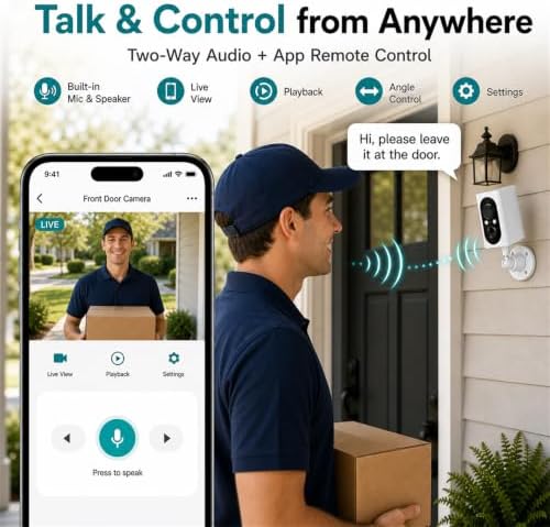 2K Security Cameras Wireless Outdoor, 355° Pan Rotate, Battery Powered, Color Night Vision WiFi Cameras, AI Motion Detection, Cloud/SD Storage, IP65, Alert & Alarm, Cameras for Home Security, 2 Pack | Motion Detect& Record& Alert, SD/Cloud Storage, Color Night Vision, 2-Way Talk, 2.4G WiFi, IP65 Waterproof, Indoor& Outdoor|B0H36KRKPH