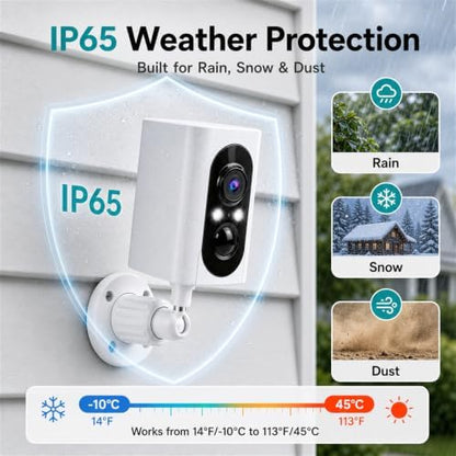 2K Security Cameras Wireless Outdoor, 355° Pan Rotate, Battery Powered, Color Night Vision WiFi Cameras, AI Motion Detection, Cloud/SD Storage, IP65, Alert & Alarm, Cameras for Home Security, 2 Pack | Motion Detect& Record& Alert, SD/Cloud Storage, Color Night Vision, 2-Way Talk, 2.4G WiFi, IP65 Waterproof, Indoor& Outdoor|B0H36KRKPH