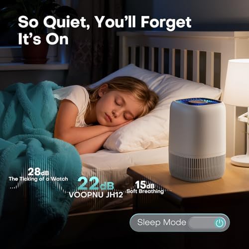 Air Purifiers for Home with High Efficiency Filter Up to 1076 Ft² for Pet Hair, Odors, Pollen, Smoke, Compact Air Cleaner with 3 Speeds, Timer, Aroma Quiet 360°Intake Filter, White|B0DY4S3HP2